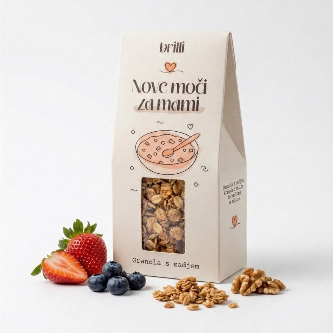 Granola s sadjem Nove moči za mami v Brilli embalaži