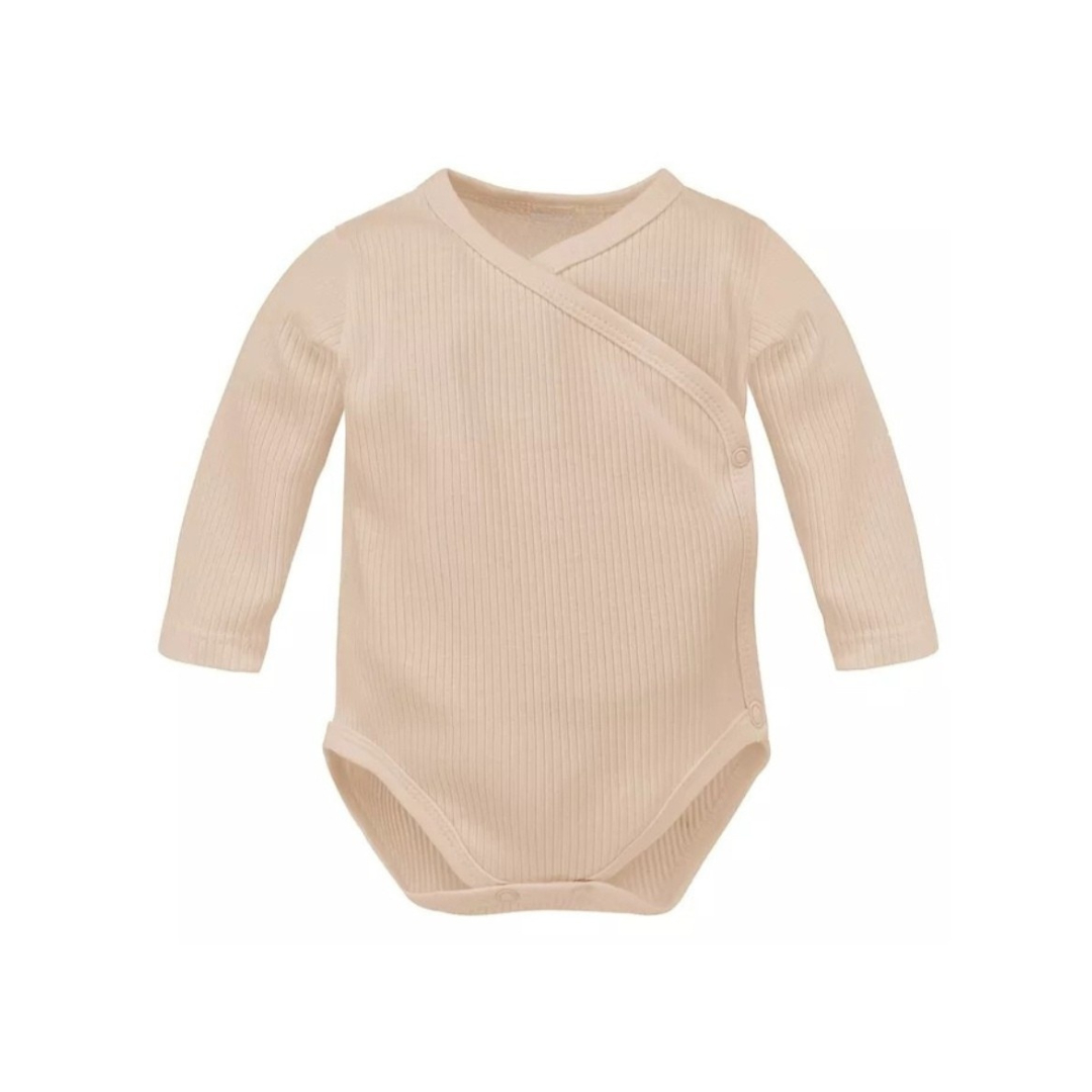 Otroški body z dolgimi rokavi Beige na belem ozadju