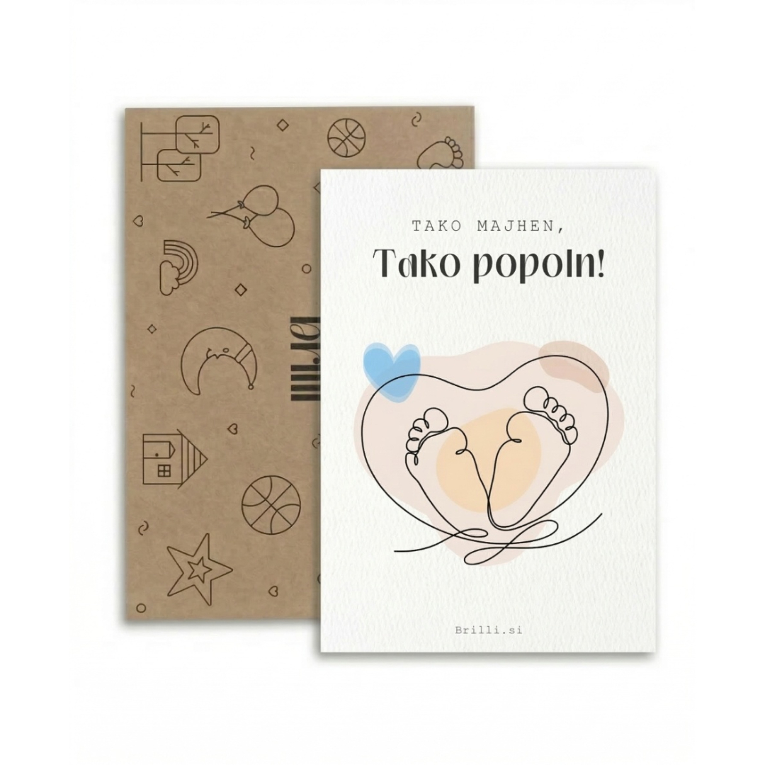 Voščilnica ob rojstvu otroka - Tako majhen, tako popoln