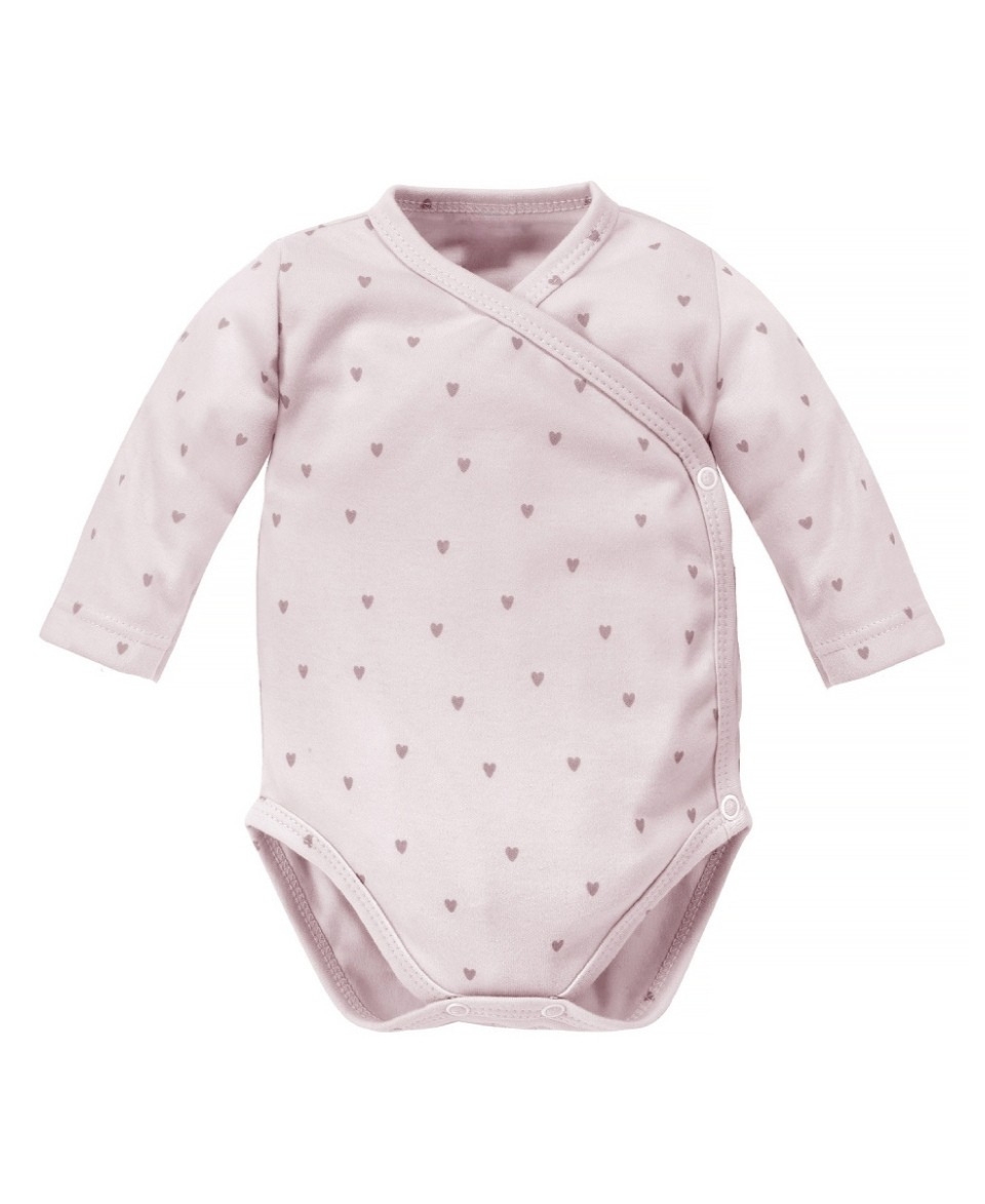Otroški bodi z dolgimi rokavi Pink Hearts na belem ozadju